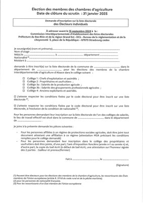 Chambres d'agriculture 2025 - Electeurs individuels 