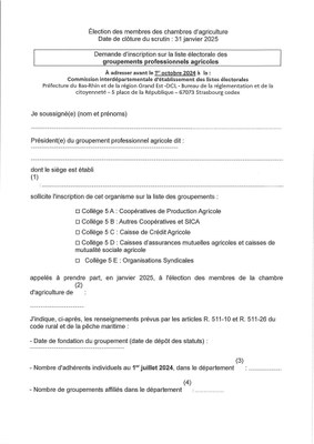 Chambres d'agriculture 2025 - Groupements professionnels agricoles