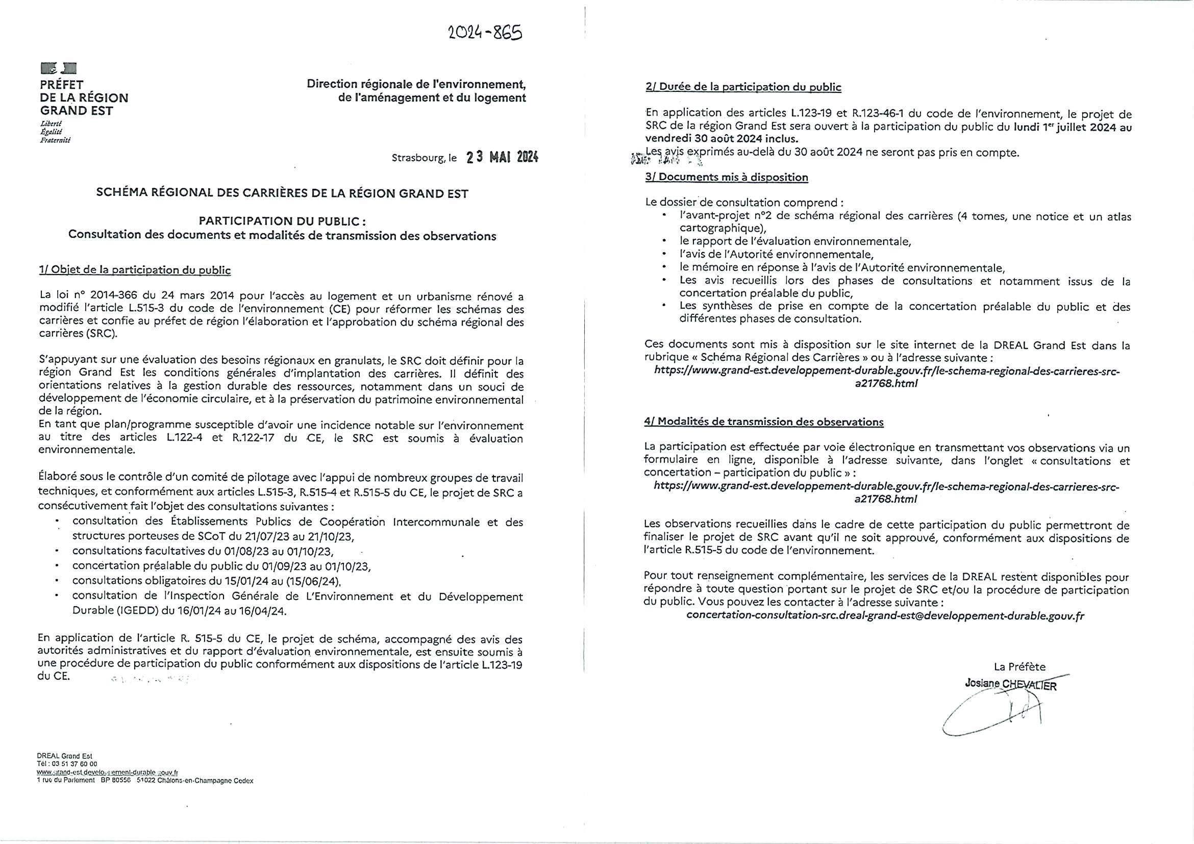 Consultation pour le Schéma régional des carrières de la région Grand Est