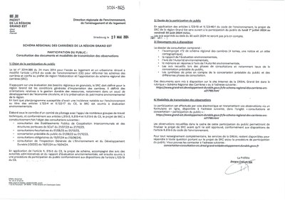 Consultation pour le Schéma régional des carrières de la région Grand Est