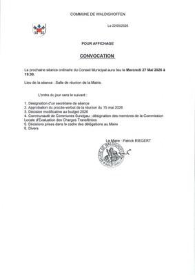 Convocation du 27/05/2026