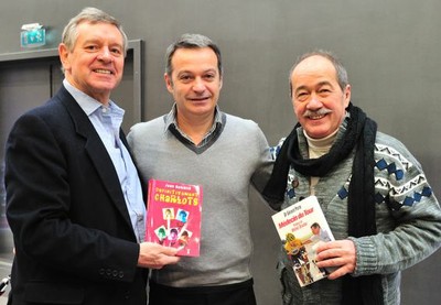 Monsieur Brunet PDG Leclerc, au centre, entouré du Dr Gérard Porte (g) et de Jean Sarrus