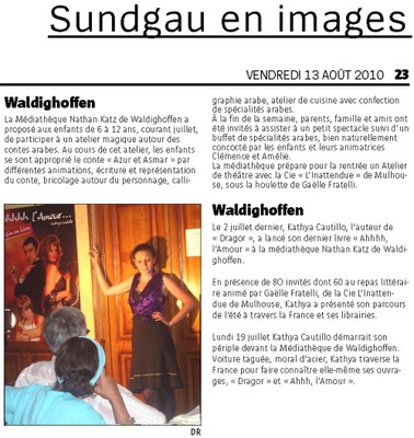 Article de l'Alsace du 13 août 2010 sur la médiathèque de Waldighoffen