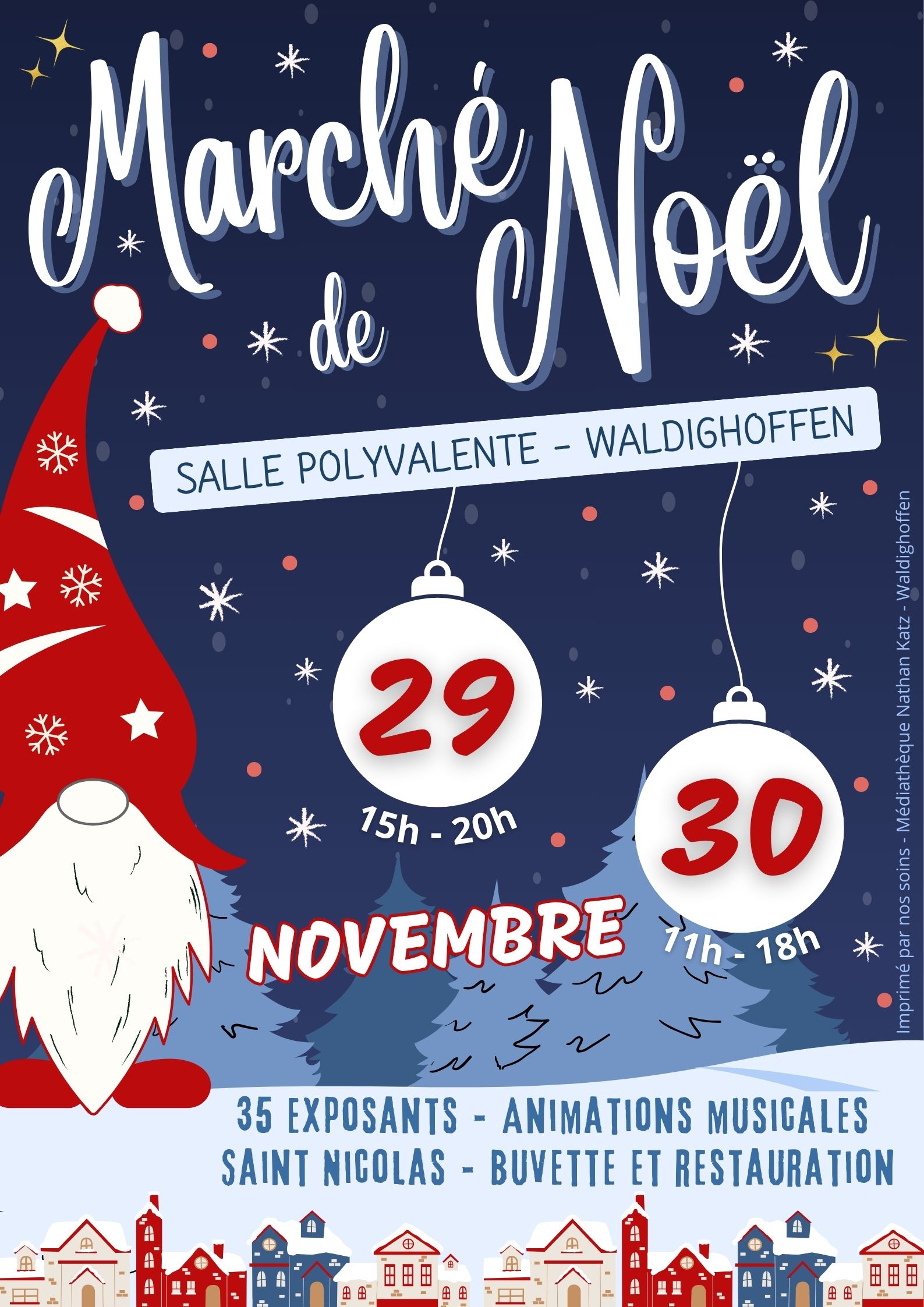 Affiche marché de Noël de la médiathèque 2025
