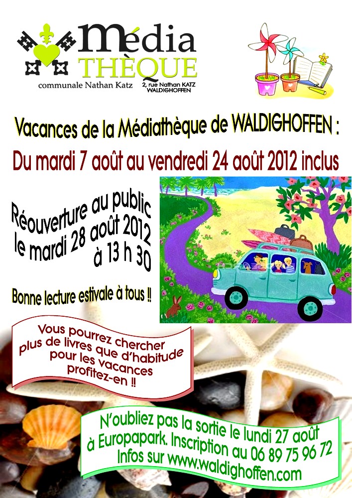 Affiche vacances d'été 2012  de la médiathèque