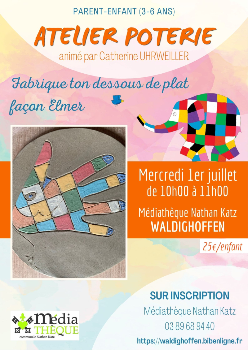 Atelier poterie parent-enfant : Fabrique ton dessous de plat façon Elmer