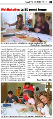 Article du journal l&rsquo;Alsace du samedi 29 mai 2010 : la BD prend forme