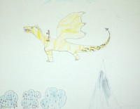 Jonathan a dessiné un dragon volant jaune !