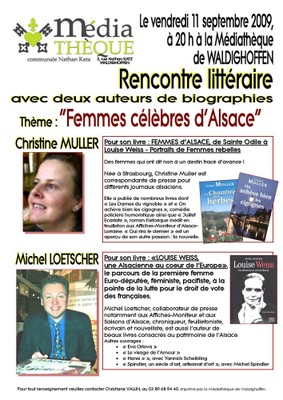 Affiche rencontre littéraire avec deux biographes le 11 septembre 2009