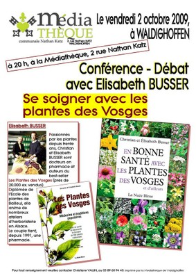 Affiche de la conférence, le 2 octobre 2009, d&rsquo;Elisabeth BUSSER