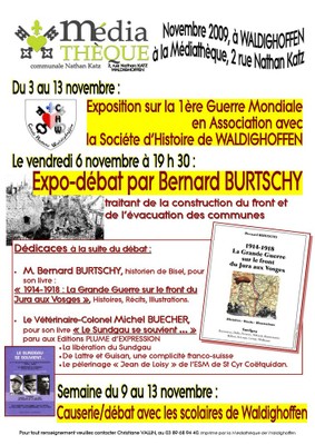 Affiche expo-débat avec Bernard BURTSCHY 