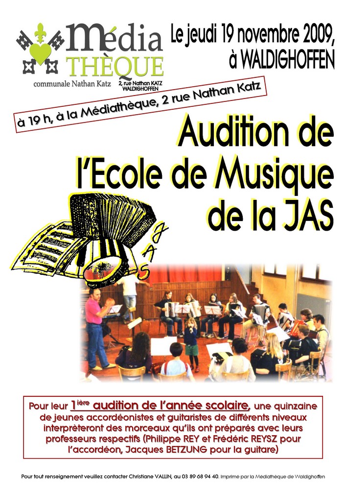 Affiche audition JAS le 19 novembre 2009