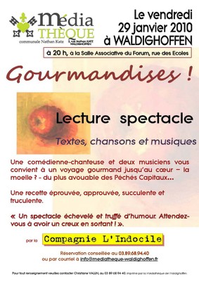 Affiche "Gourmandises" le 29 janvier 2010
