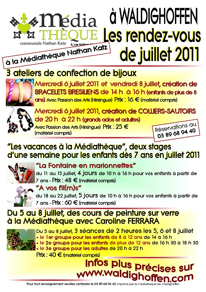 Affiche juillet 2011 à la médiathèque de Waldighoffen