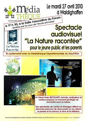 Affiche spectacle La nature racontée du 27 04 10 