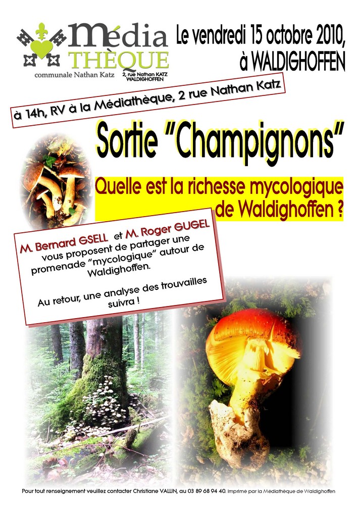 Affiche pour la sortie mycologique du 15 octobre 2010