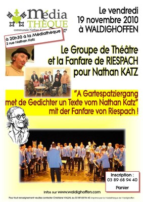 Affiche de la soirée avec le Théâtre et la Fanfare de Riespach le 19 nov 2010