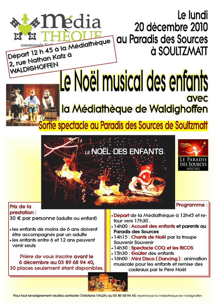 Affiche pour le Noël Musical des Enfants à Soultzmatt