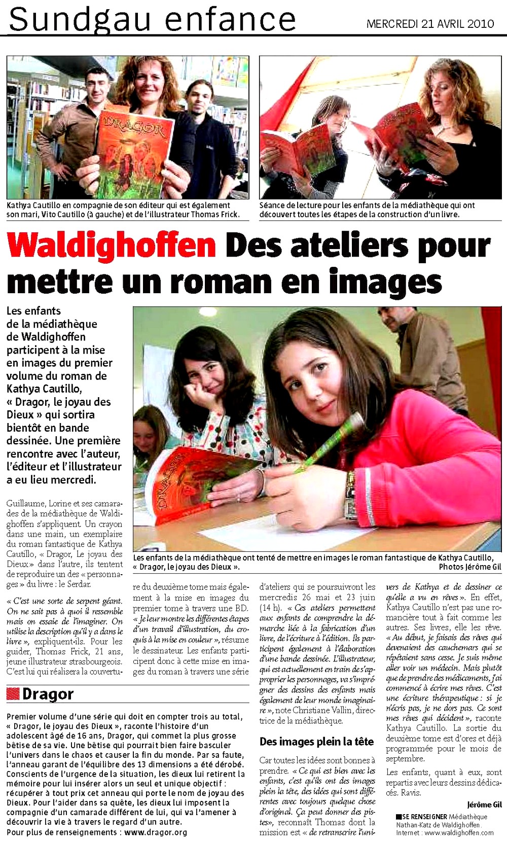Atelier Kathya CAUTILLO dans l'Alsace le 21 04 10 article principal