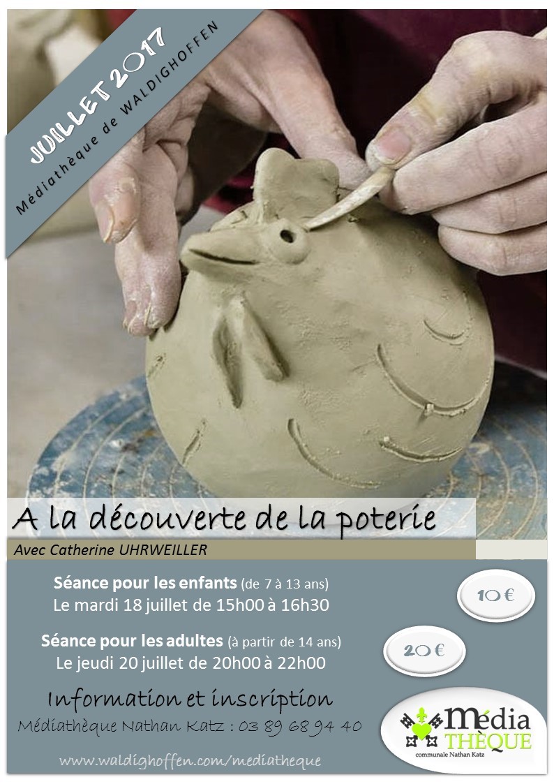 Affiche atelier poterie - Juillet 2017