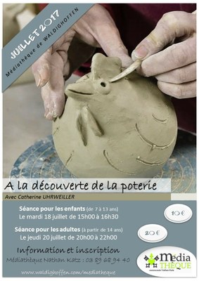 Affiche atelier poterie - Juillet 2017