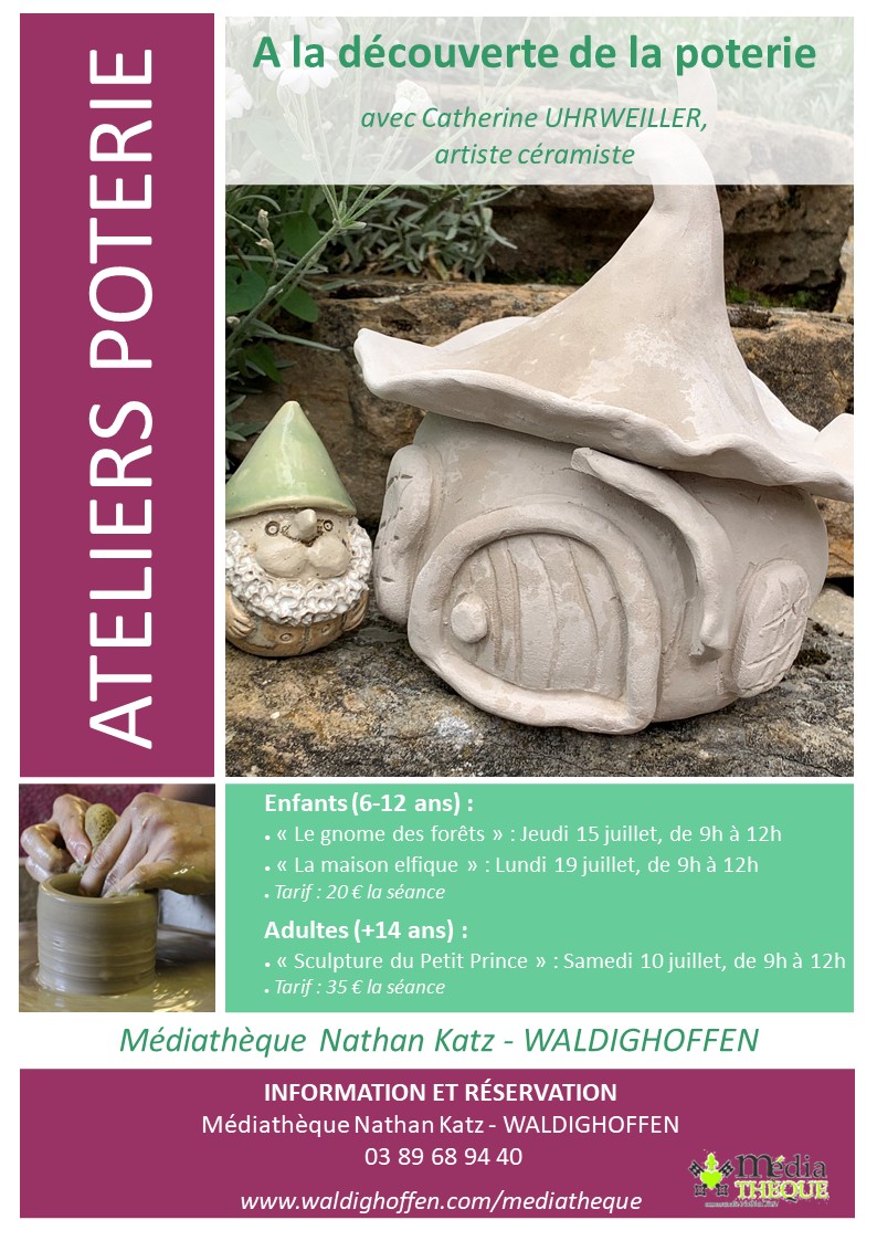 Affiche atelier poterie - Juillet 2021