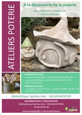 Affiche atelier poterie - Juillet 2021