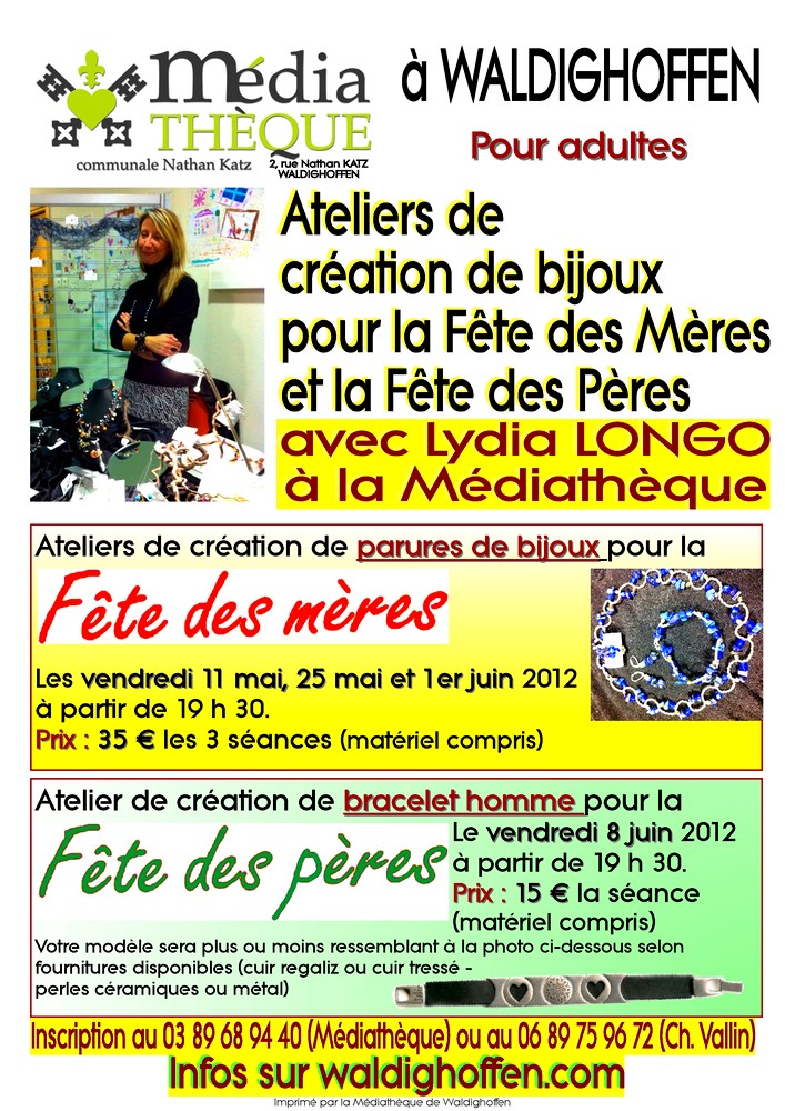 Affiche ateliers Lydia Longo fête mères pères 2012