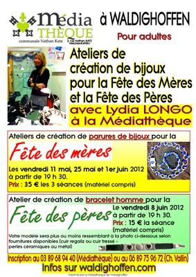 Affiche ateliers Lydia Longo fête mères pères 2012