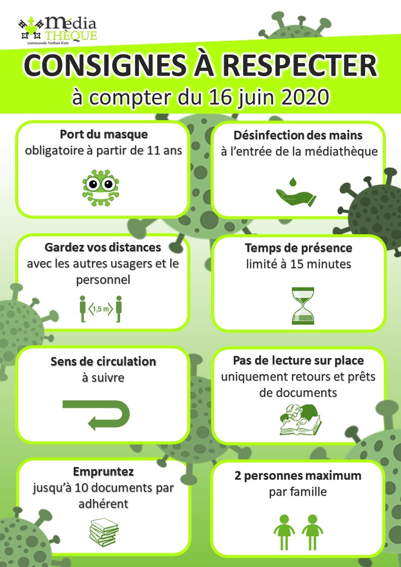 Affiche consignes médiathèque juin 2020