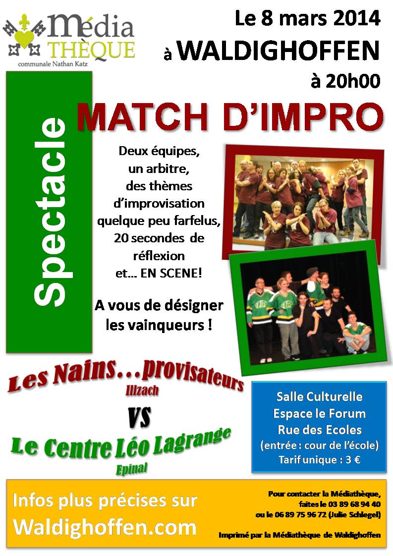 Affiche - Match d'impro le 8 mars 2014