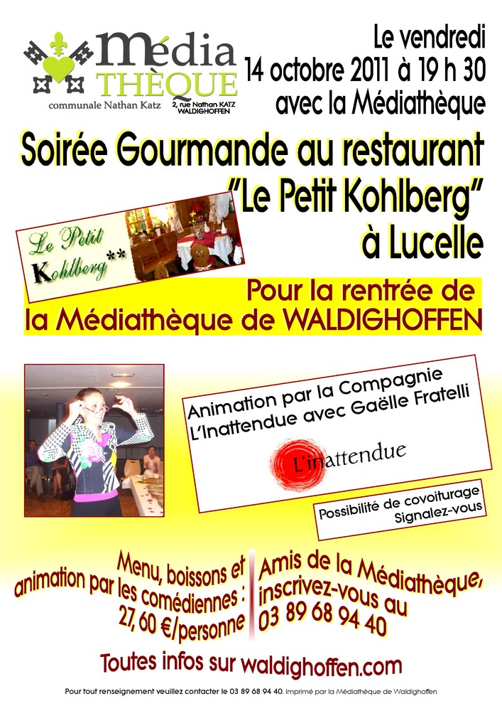 Affiche Médiathèque soirée Petit Kohlberg 14 oct 2011