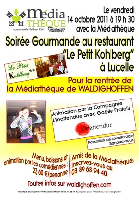 Affiche Médiathèque soirée Petit Kohlberg 14 oct 2011