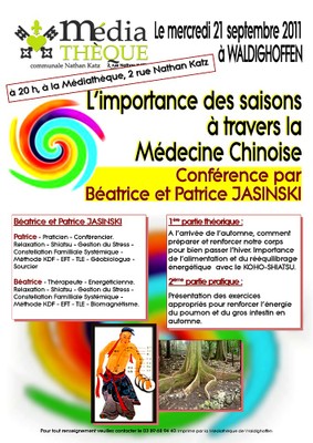 Affiche de la conférence de Béatrice et Patrice JASINSKI le 23 février 2011 à la Médiathèque