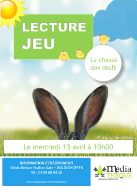 Affiche séance lecture - jeu : la chasse aux oeufs