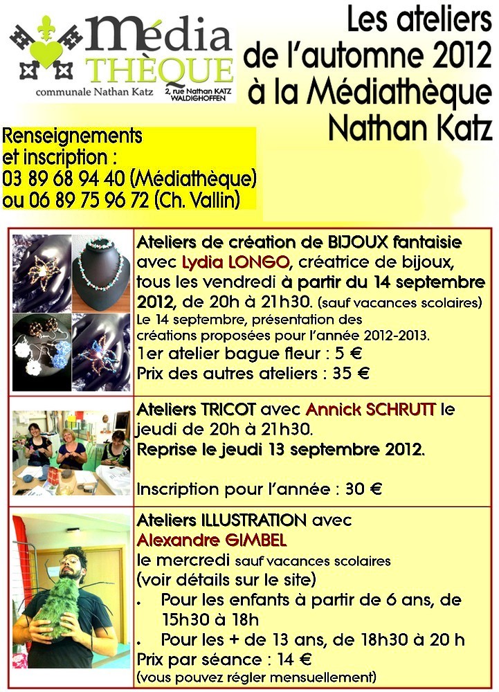 Flyer ateliers automne 2012 Médiathèque Waldighoffen