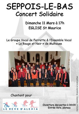 Concert solidaire à Seppois-le-Bas le dimanche 11 mars 2018