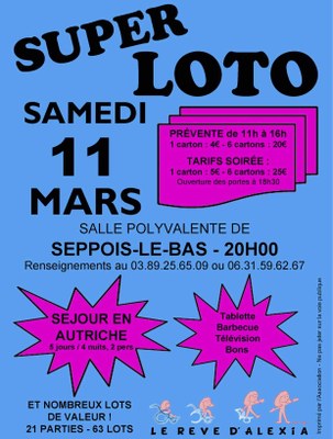 Flyer loto seppois le bas - le rêve d'Alexia