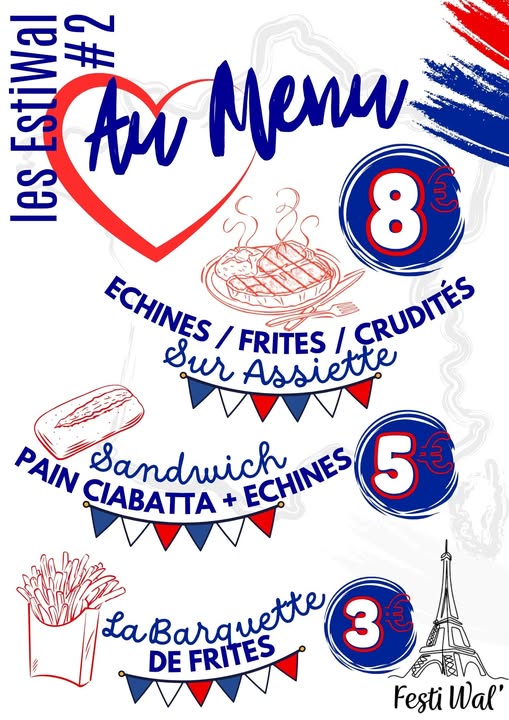 Affiche menu soirée Les Estiwal' le 11.07.2025