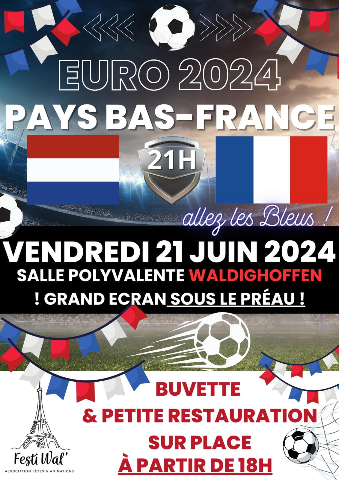 Retransmission du match en direct sur grand écran