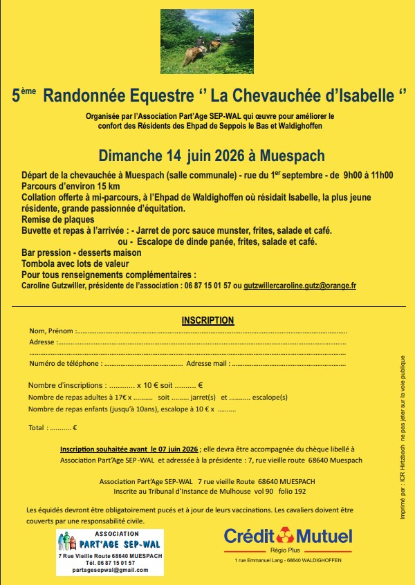 Randonnée équestre 2026 - La chevauchée d'Isabelle