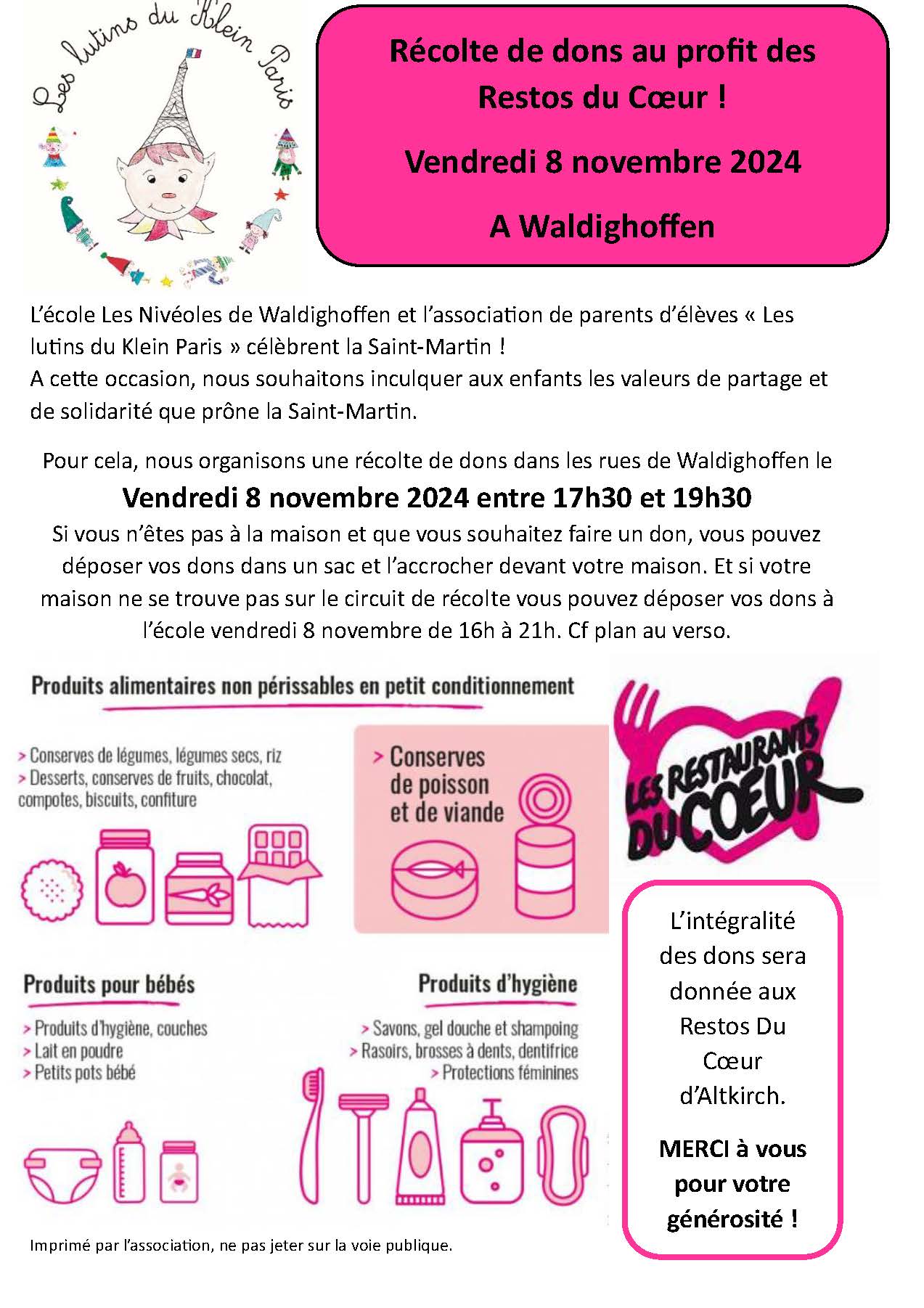 Affiche récolte de dons 2024