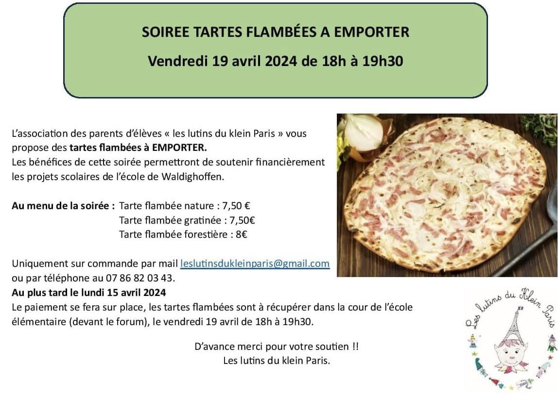 Affiche tartes flambées à emporter 2024