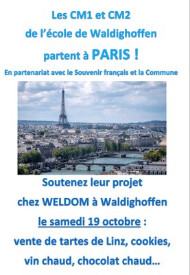 Affiche vente de pâtisseries le 19 octobre 2024