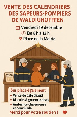 Affiche vente calendriers des pompiers, le 19.12.2025