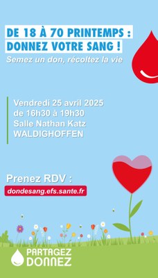 Affiche collecte de sang du 25/04/2025