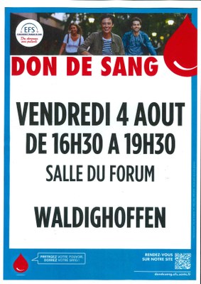 Affiche don de sang du 04/08/2023