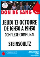 Affiche don du sang le 13.10.2022 à Steinsoultz