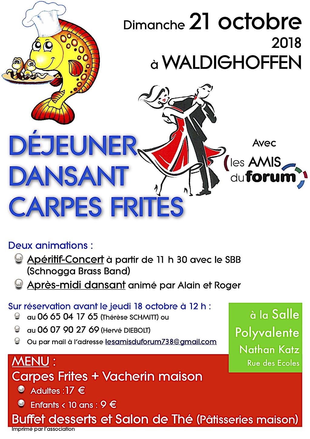 Affiche déjeuner dansant Carpes Frites 21 oct 18