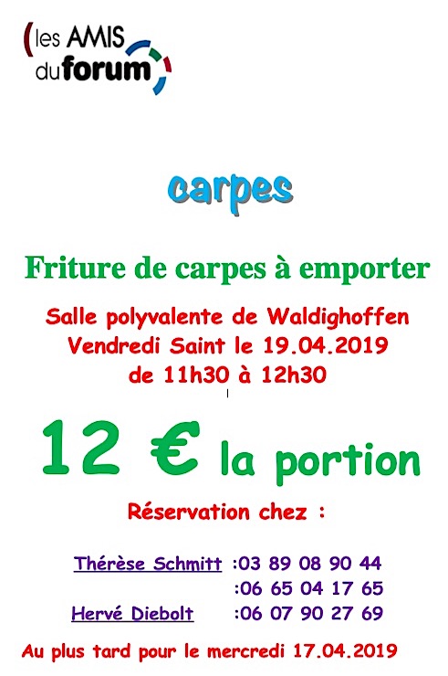 Flyer pour les carpes du vendredi saint 2019